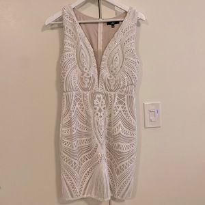 Lulus White Sequin Bodycon Mini Dress, White Size M